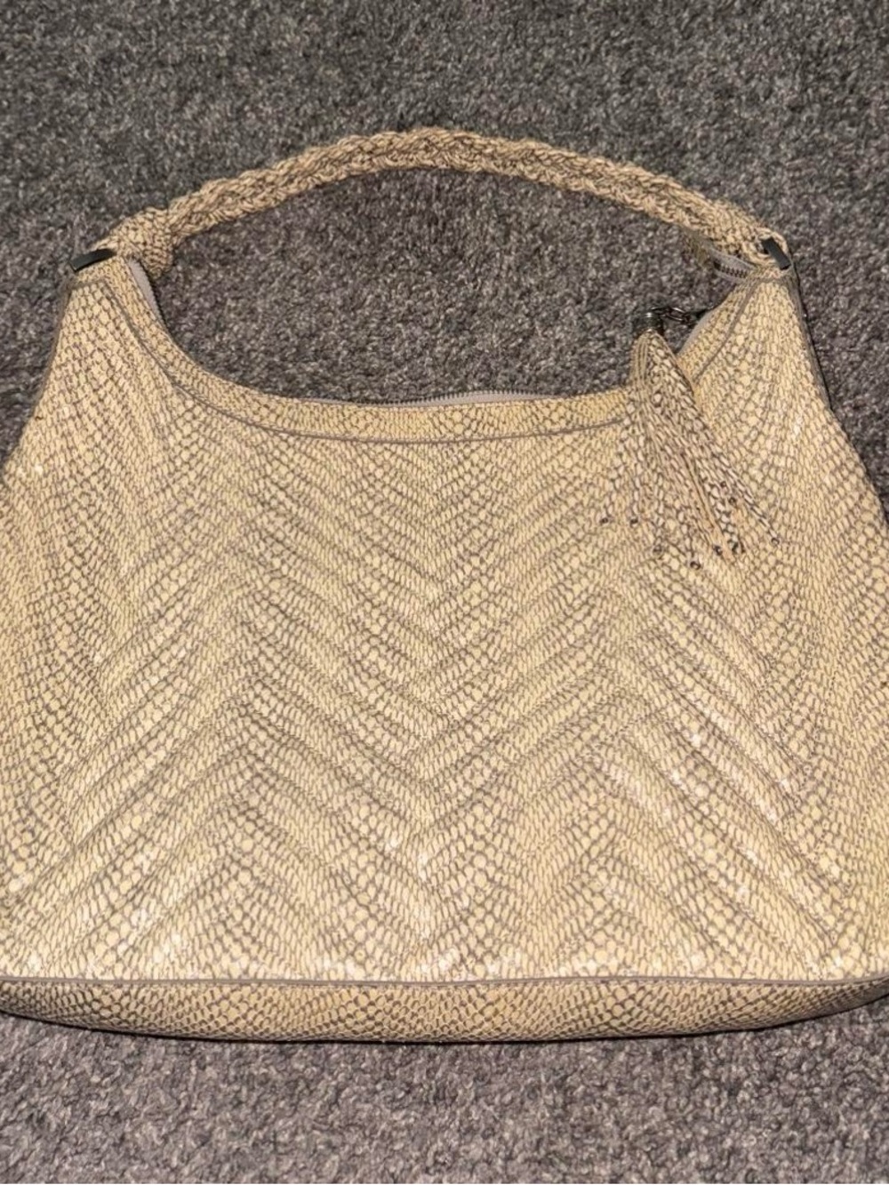 Cole Haan Beige Woven Hobo Bag with Braided Handle